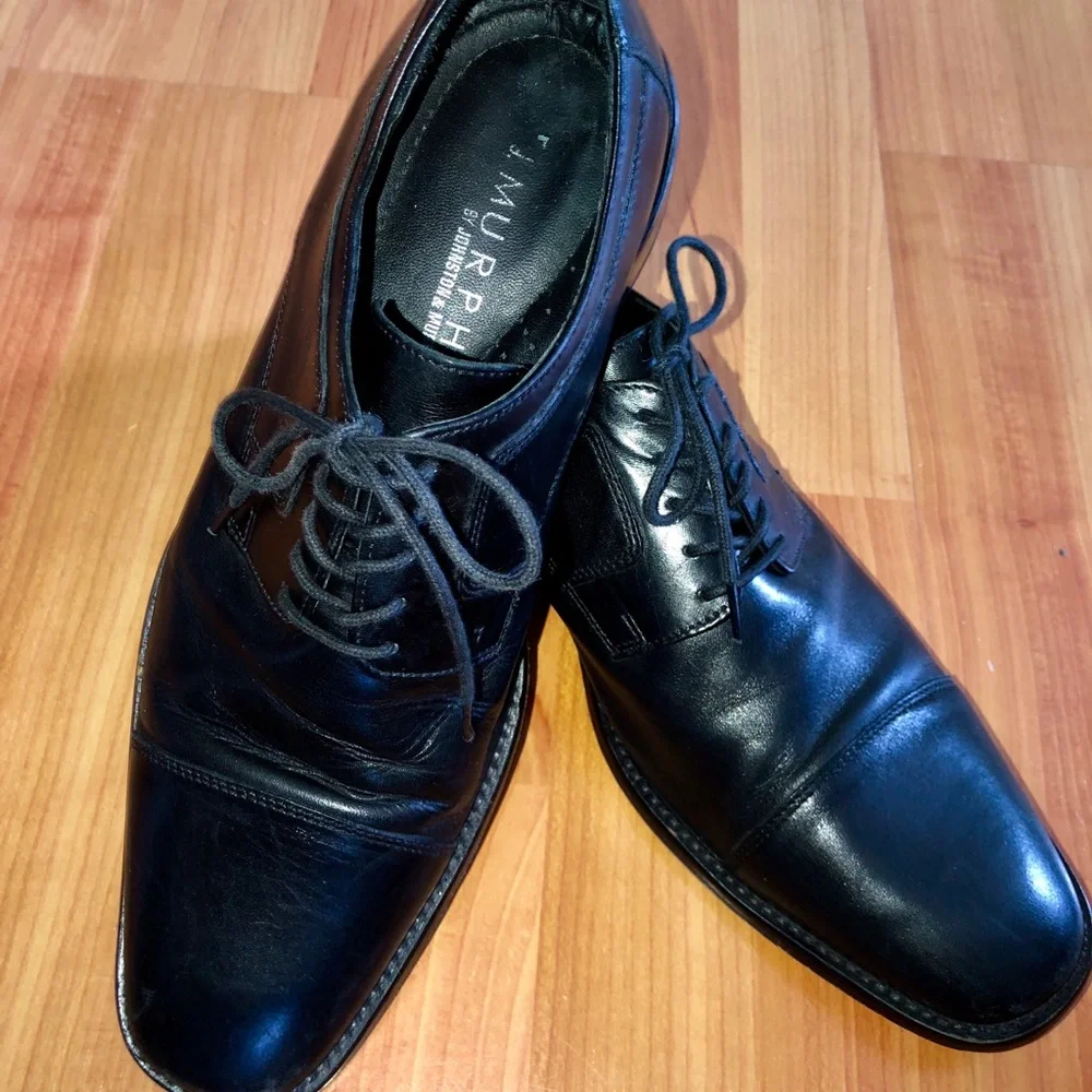 Johnston &Murphy Black Oxfords Lace Up Dress Shoes